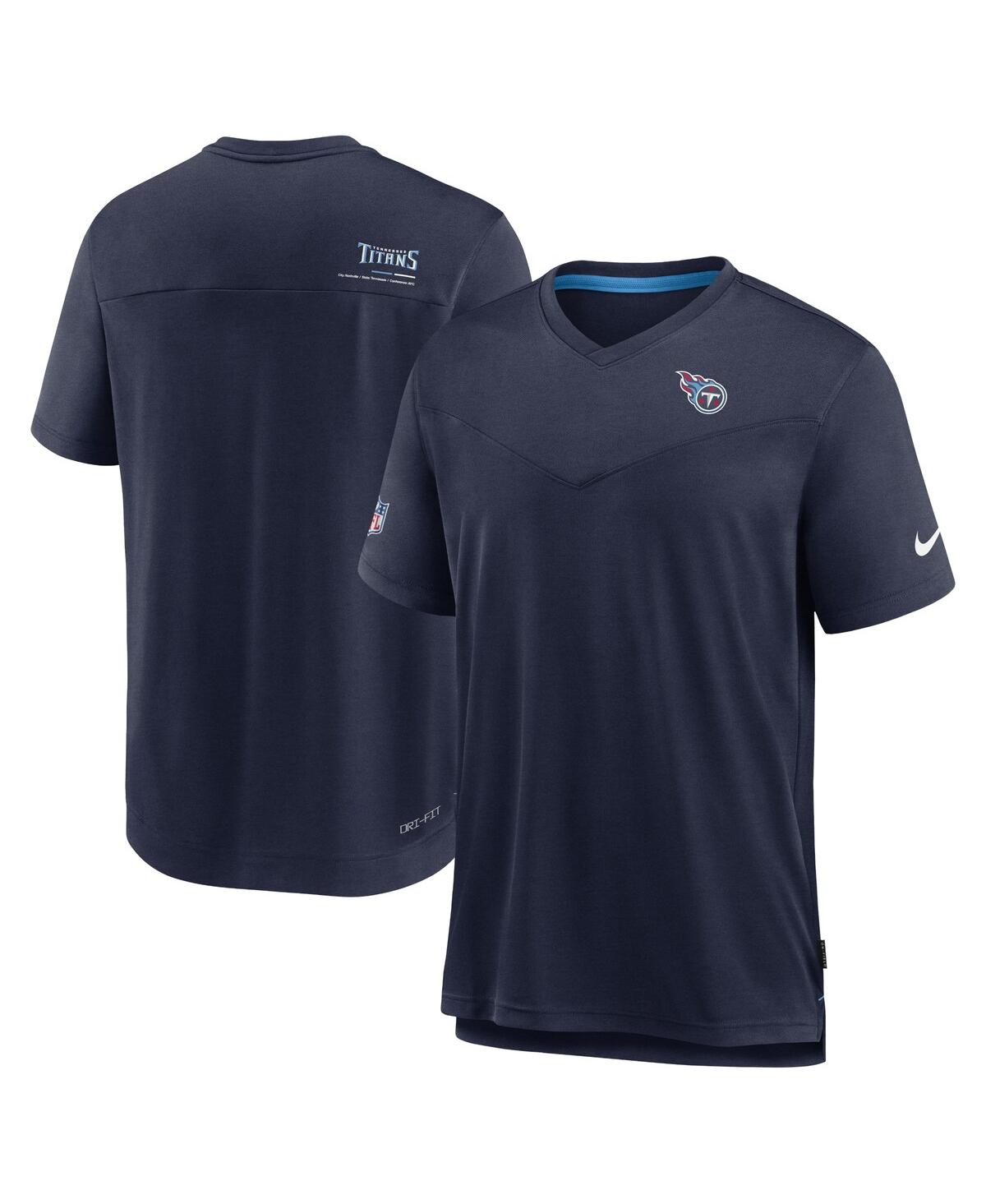 Men's NikeTennessee Titans Sideline Coach Chevron Lock Up Logo V-neck Performance T-shirt - Navy