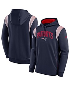 Men's Navy New England Patriots Sideline Athletic Stack Performance Pullover Hoodie