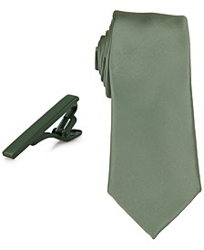 Men's Solid Tie & 1-1/2" Tie Bar Set
