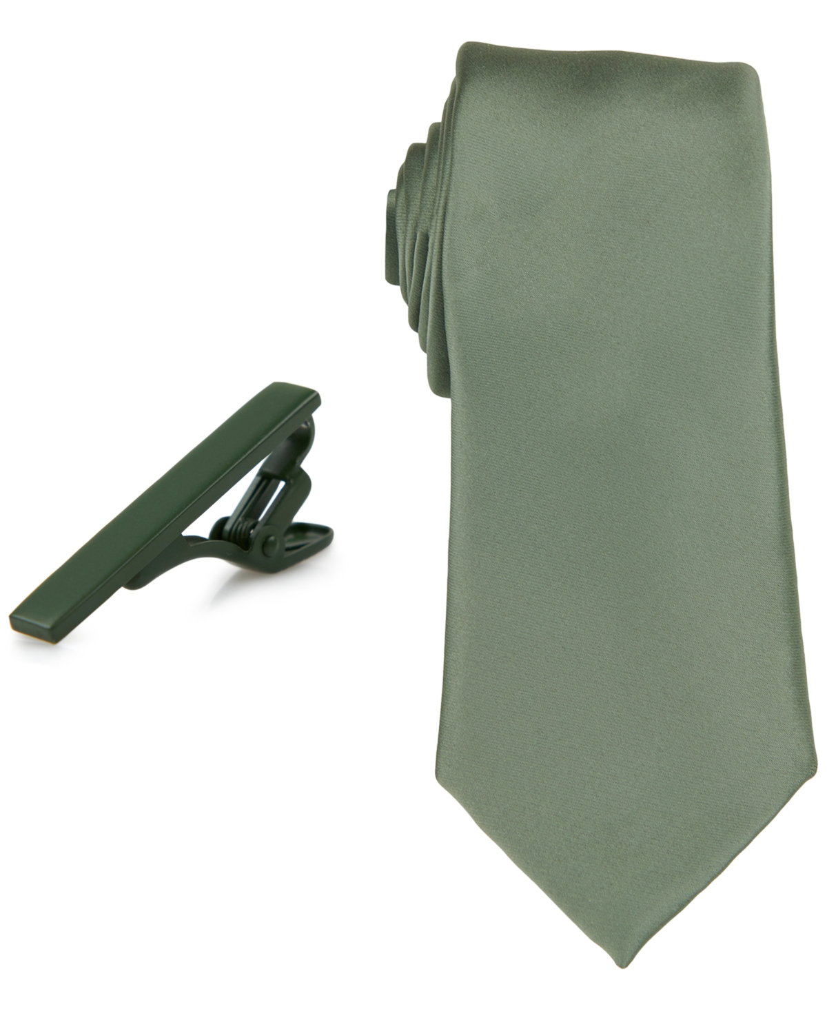 ConStruct Men's Solid Tie & 1-1/2" Tie Bar Set