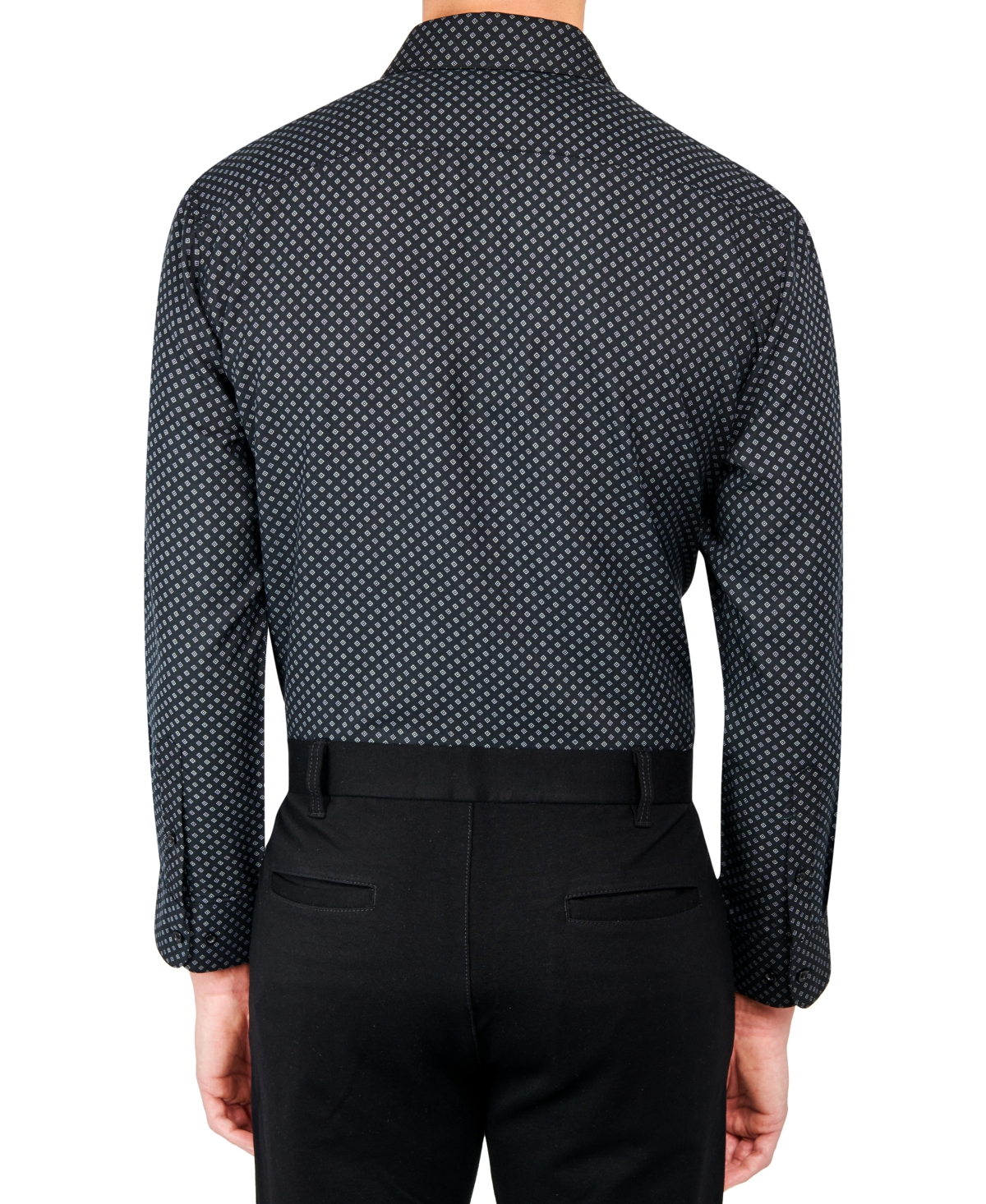 Men's Regular Fit Geo Print Wrinkle Free Performance Dress Shirt