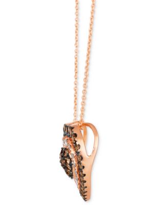 GODIVA x Le Vian&reg; Chocolate & Nude Diamond (1-1/4 ct. t.w.) Heart 20" Adjustable Pendant Necklace in 14k Rose Gold