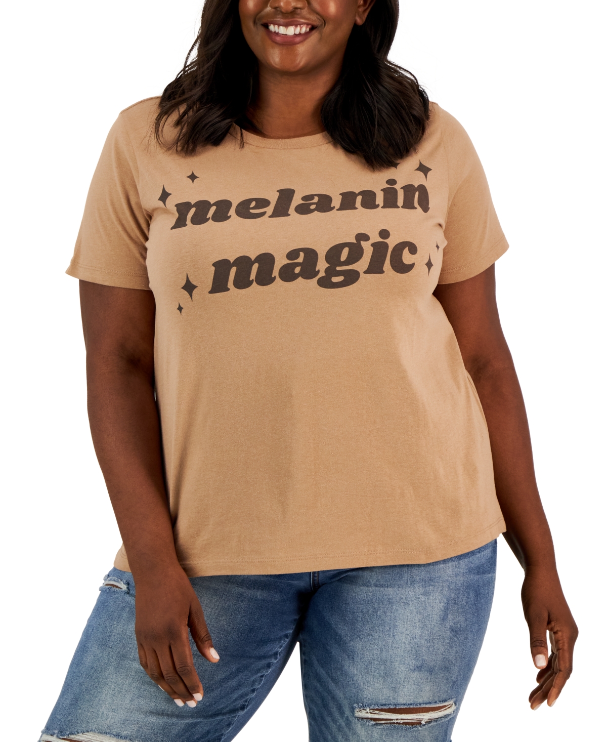 Grayson Threads Black Trendy Plus Size Short-sleeve Melanin Magic T-shirt In Ginger Snap