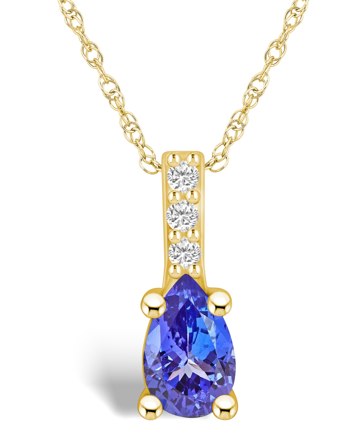 Macy's Tanzanite (7/8 Ct. T.w.) And Diamond Accent Pendant Necklace In Gold