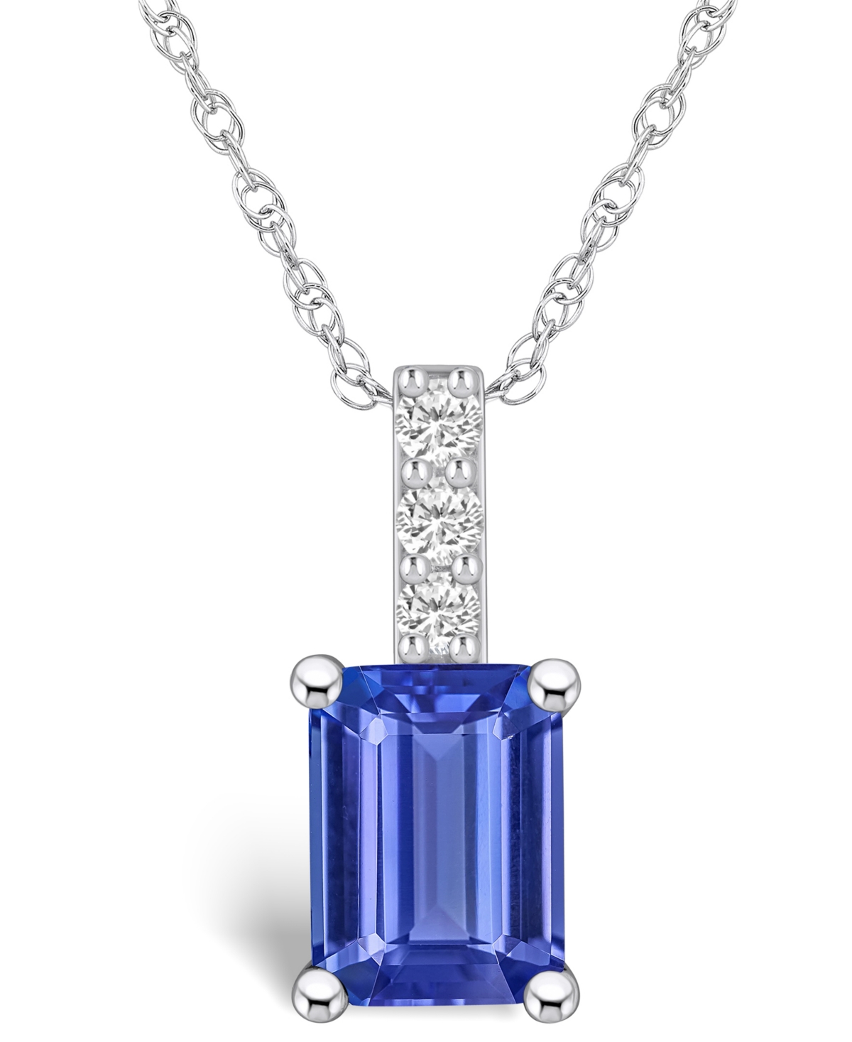 Macy's Tanzanite (1-1/8 Ct. T.w.) And Diamond Accent Pendant Necklace In White Gold