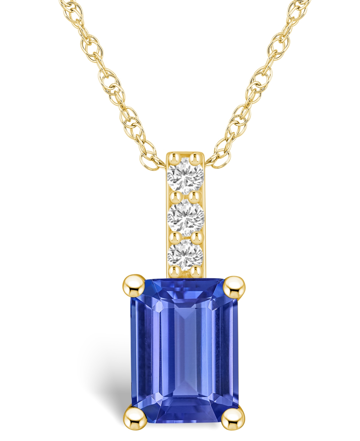 Macy's Tanzanite (1-1/8 Ct. T.w.) And Diamond Accent Pendant Necklace In Gold
