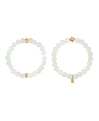 Charged Stone Beaded Motif 2 Pieces Bracelet Set - Opal