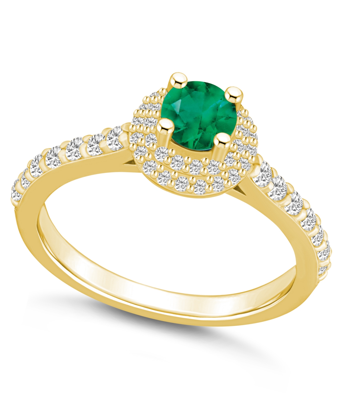Macy's Emerald (1/2 Ct. T.w.) And Diamond (1/2 Ct. T.w.) Halo Ring In Gold