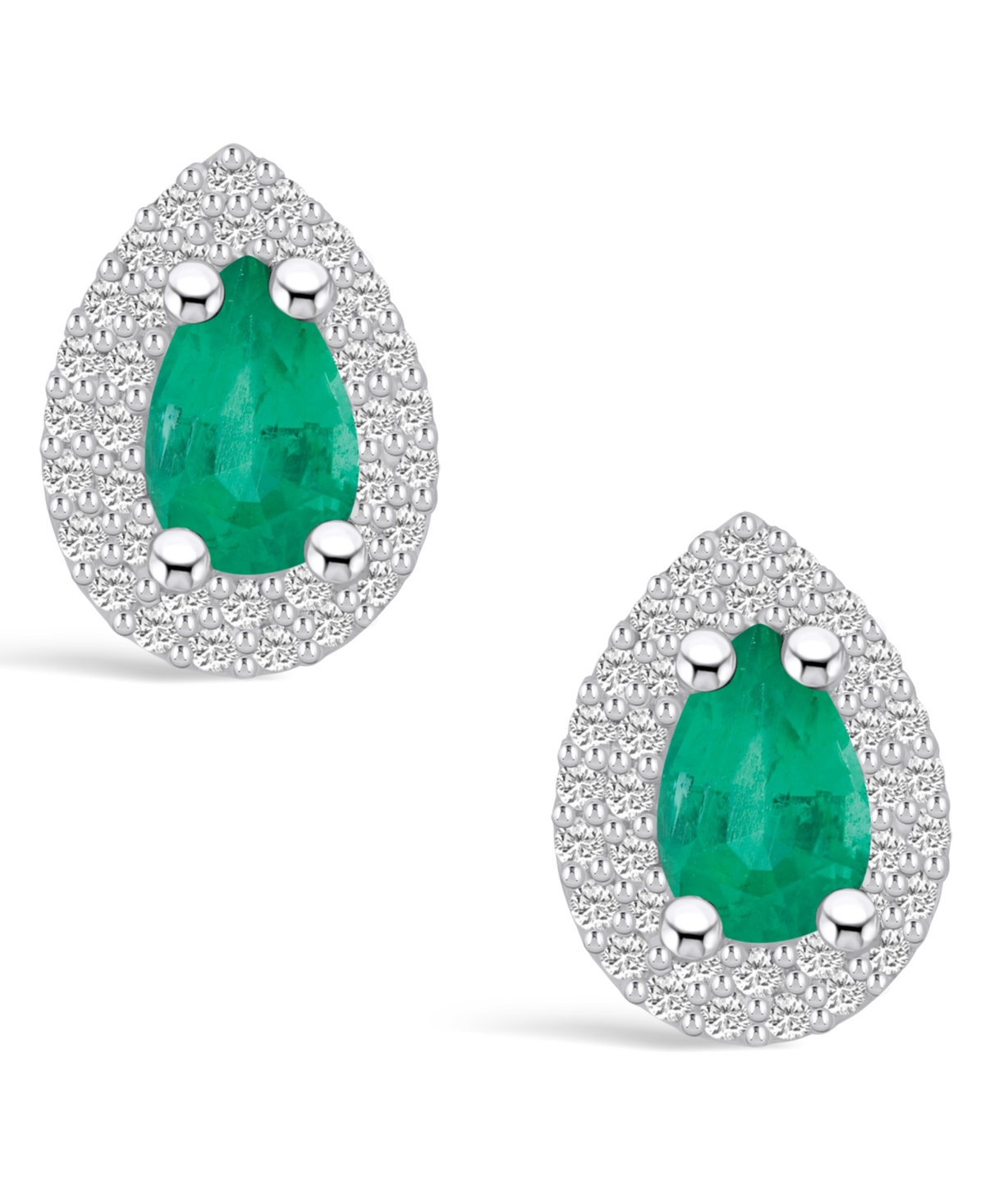 Macy's Emerald (3/4 Ct. t.w.) and Diamond (3/8 Ct. t.w.) Halo Stud Earrings