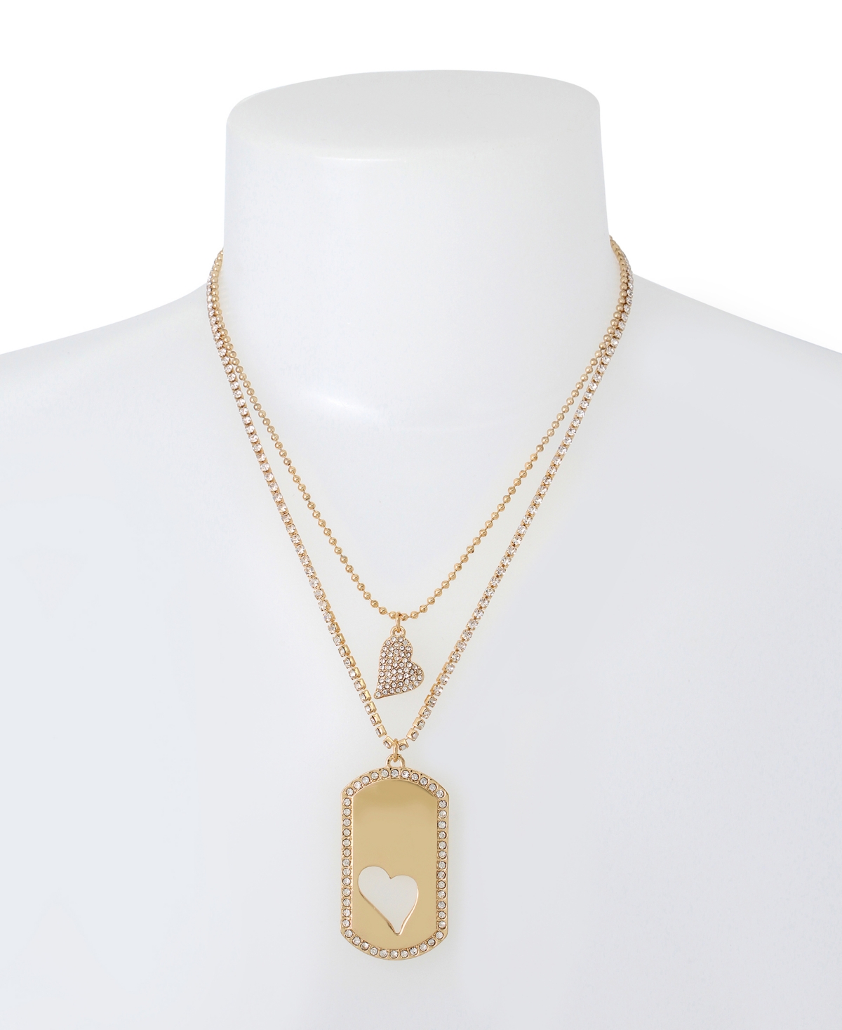 Steve Madden Heart Tag Necklace Set, 2 Pieces - Gold