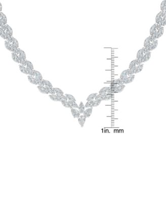 Fine Silver Plated Cubic Zirconia Marquise V Necklace