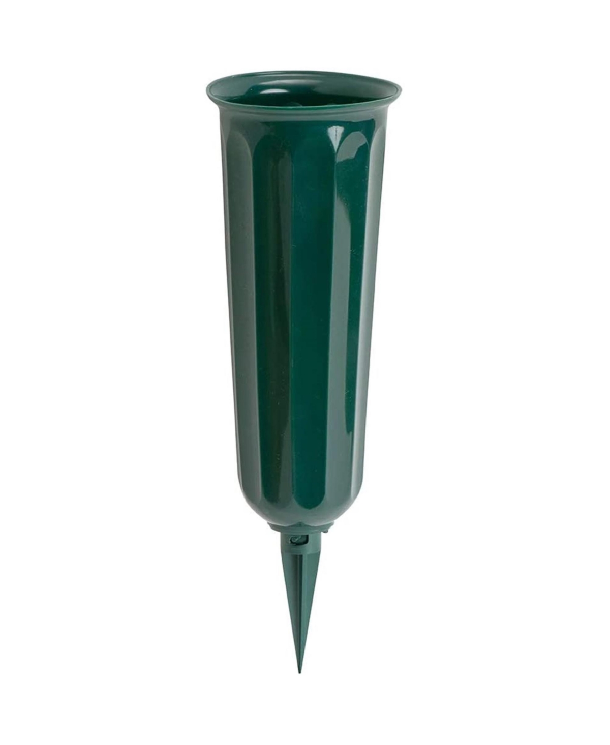 (05011) Plastic Round Bottom Cemetery Vase, Green - Green