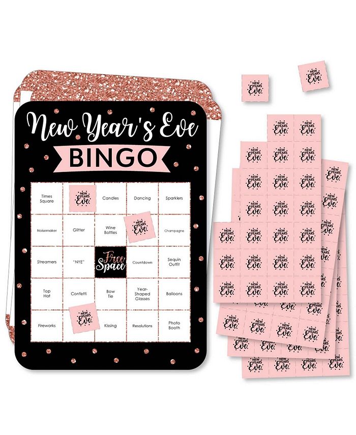Big Dot of Happiness Rose Gold Happy New Year - Bar Bingo Cards ...