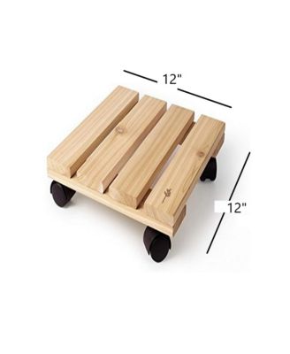 Wooden Plant Caddy on Wheels For Large Planter Pots, 12in