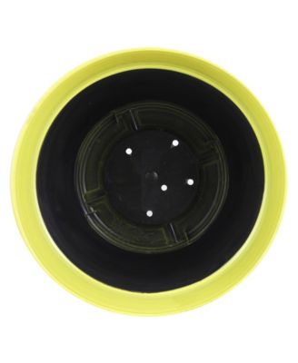 Glazed Brushed Happy Large Plastic Planter Bright Yellow 15 Inches