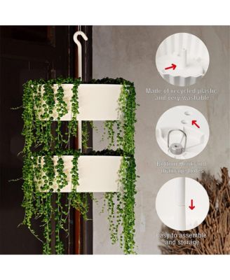 Sunny Round Hanging TwoTier Planter 10 Inch White