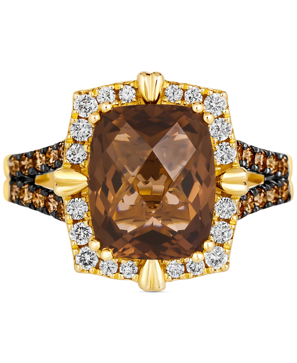 Le Vian Chocolate Quartz (4 ct. t.w.) & Diamond (5/8 ct. t.w.) Halo Ring in 14k Gold