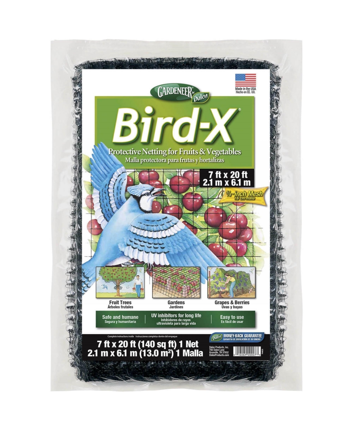 Bird-x Protective Netting for Fruit Vegetables Black 7ft x 20ft - Black