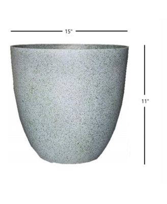 Gardener Select Large Egg Shaped Planter Granite Color 15 Inch