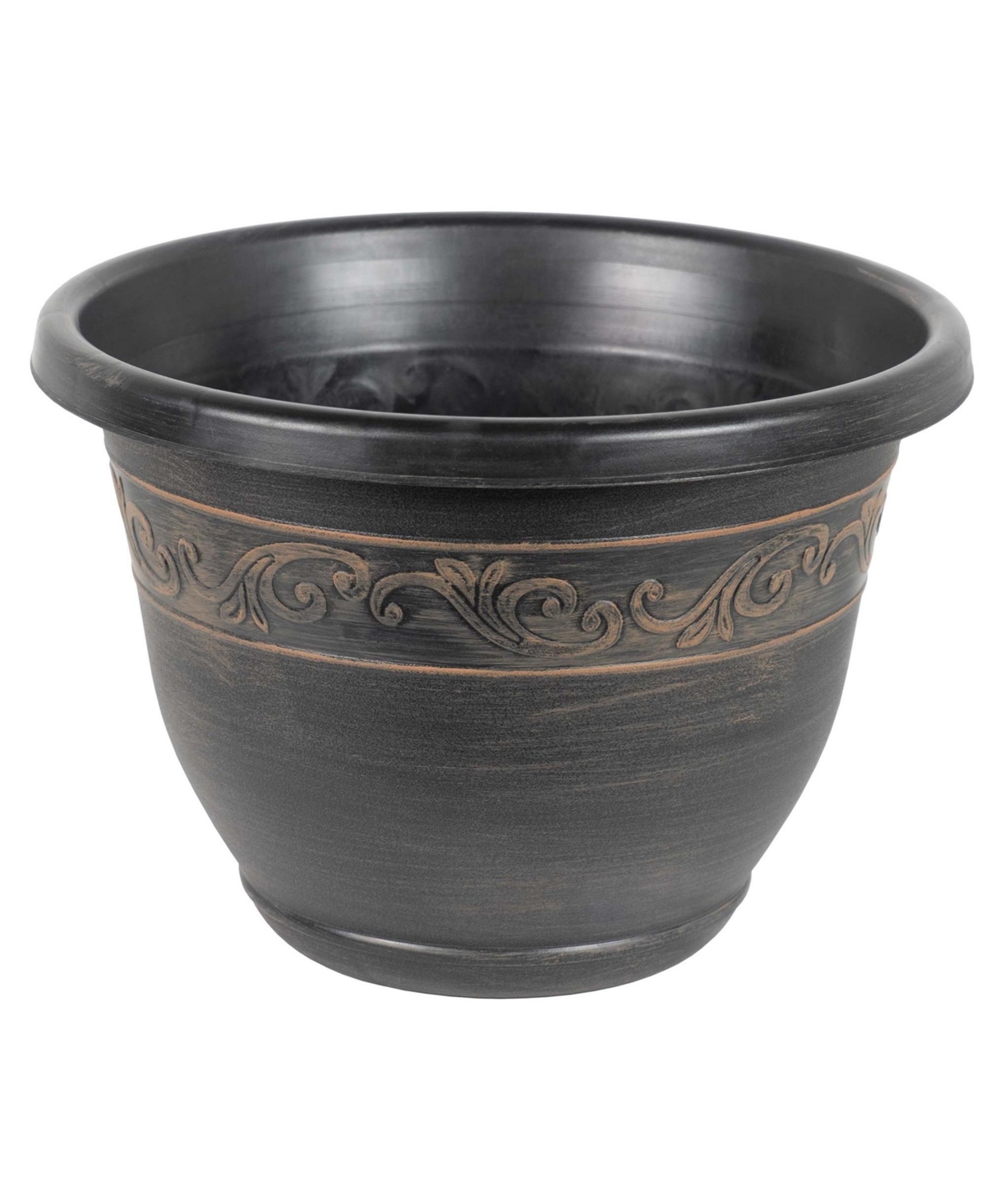 Outdoor Tulip Banded Plastic Planter Toffee 13 Inches - Brown