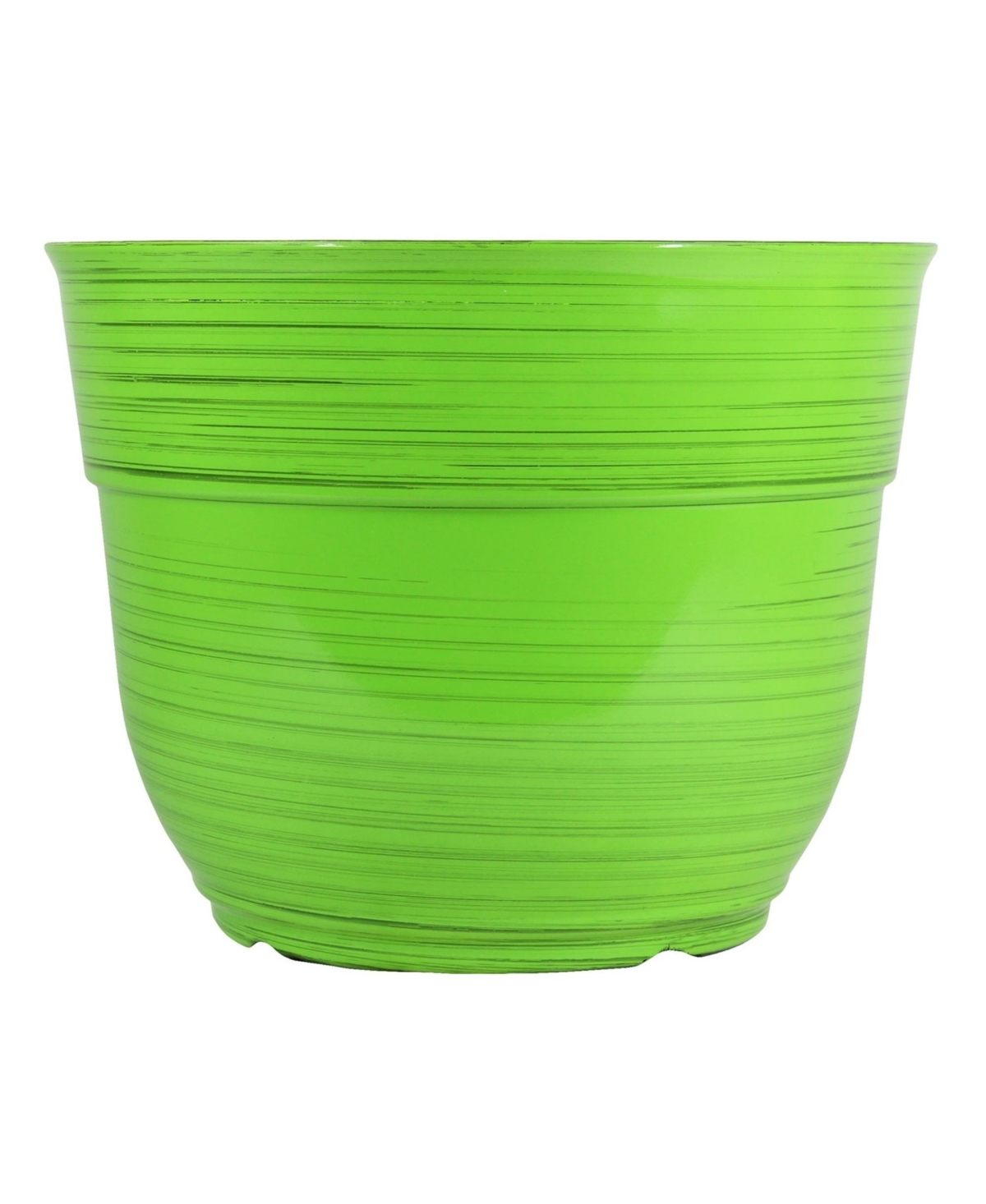 Glazed Brushed Happy Large Plastic Planter Bright Green 15 Inches - Green