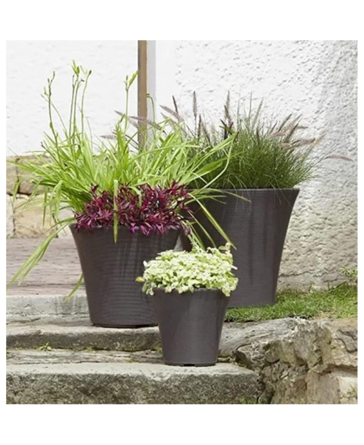 Garden Elements Pamploma Plastic Planter Cappuccino Color Inches