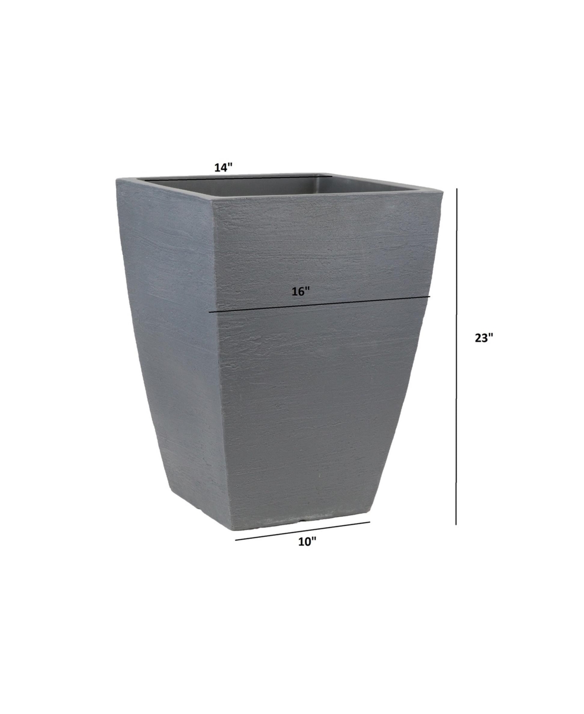 Tusco Products Modern Tall Slate Square Flower Planter Grey 23