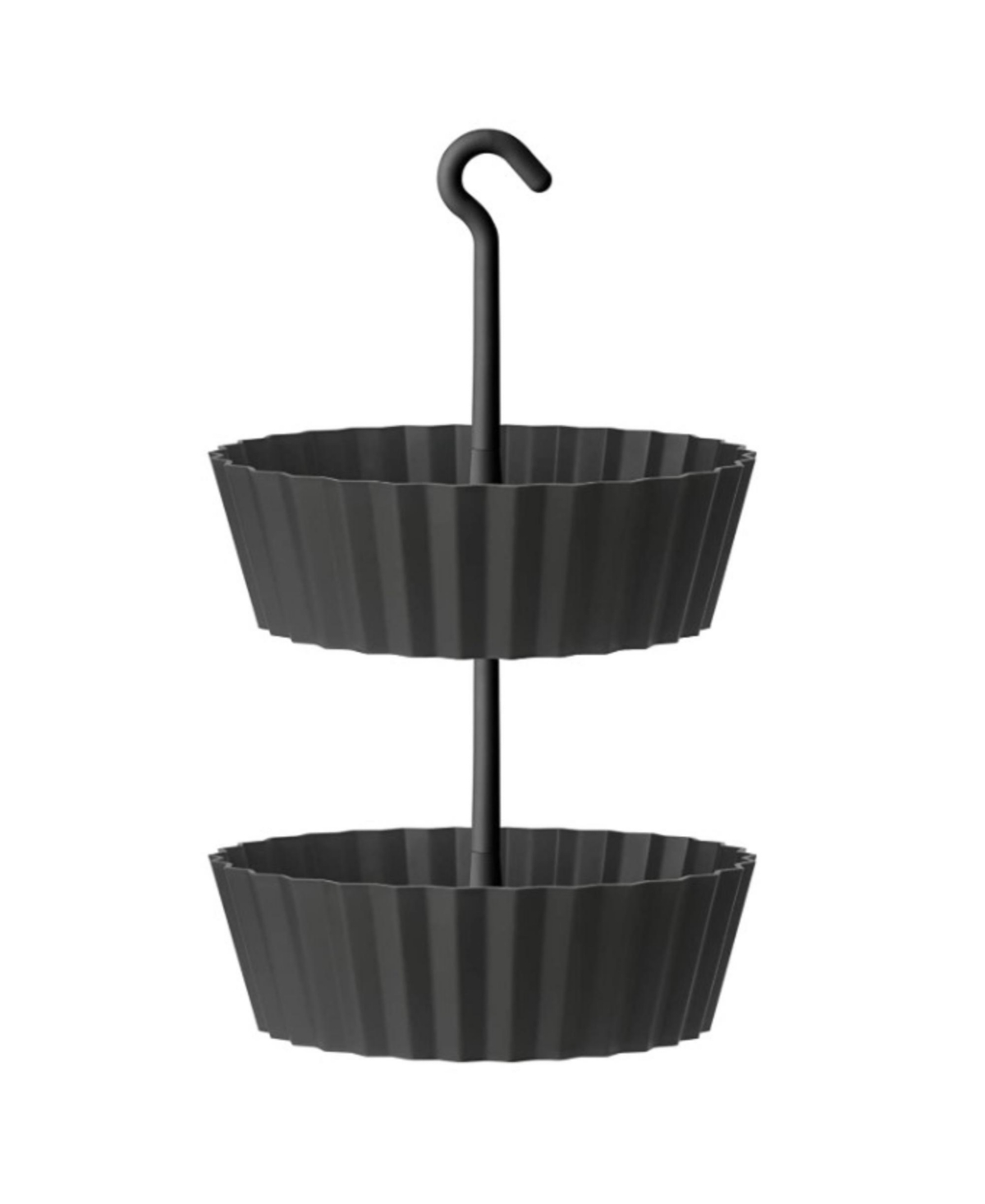 Sunny Hanging 2-Tiered Lace Planter Round Anthracite 12in - Black