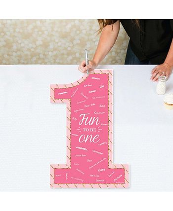 Big Dot of Happiness 1st Birthday Girl - Fun to be One - Guest Book Sign - First  Birthday Party Guestbook Alternative - Signature Mat 