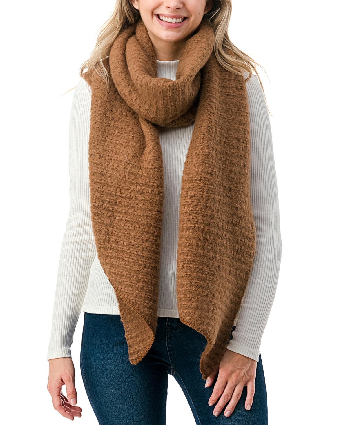 Marcus Adler Women's Solid Scarf With Ribbed Detail In Cinnamon
