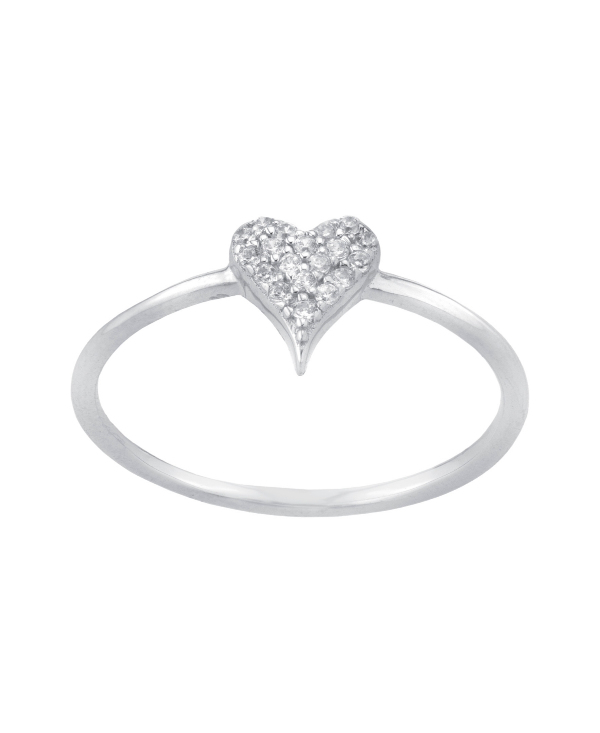 Cubic Zirconia (0.19 ct. t. w.) Pave Heart Ring in Sterling Silver - Sterling Silver