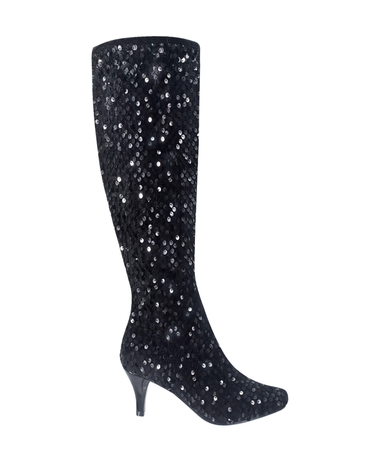 Women's Namora Sequin Stretch Knee High Boots - Black - Fabric, Synthetic Polyurethane