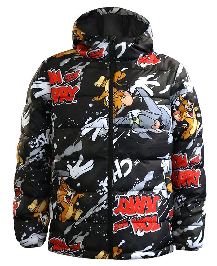 Southpole Men's Tom and Jerry Graphic Printed Hooded Puffer Jacket - Macy's