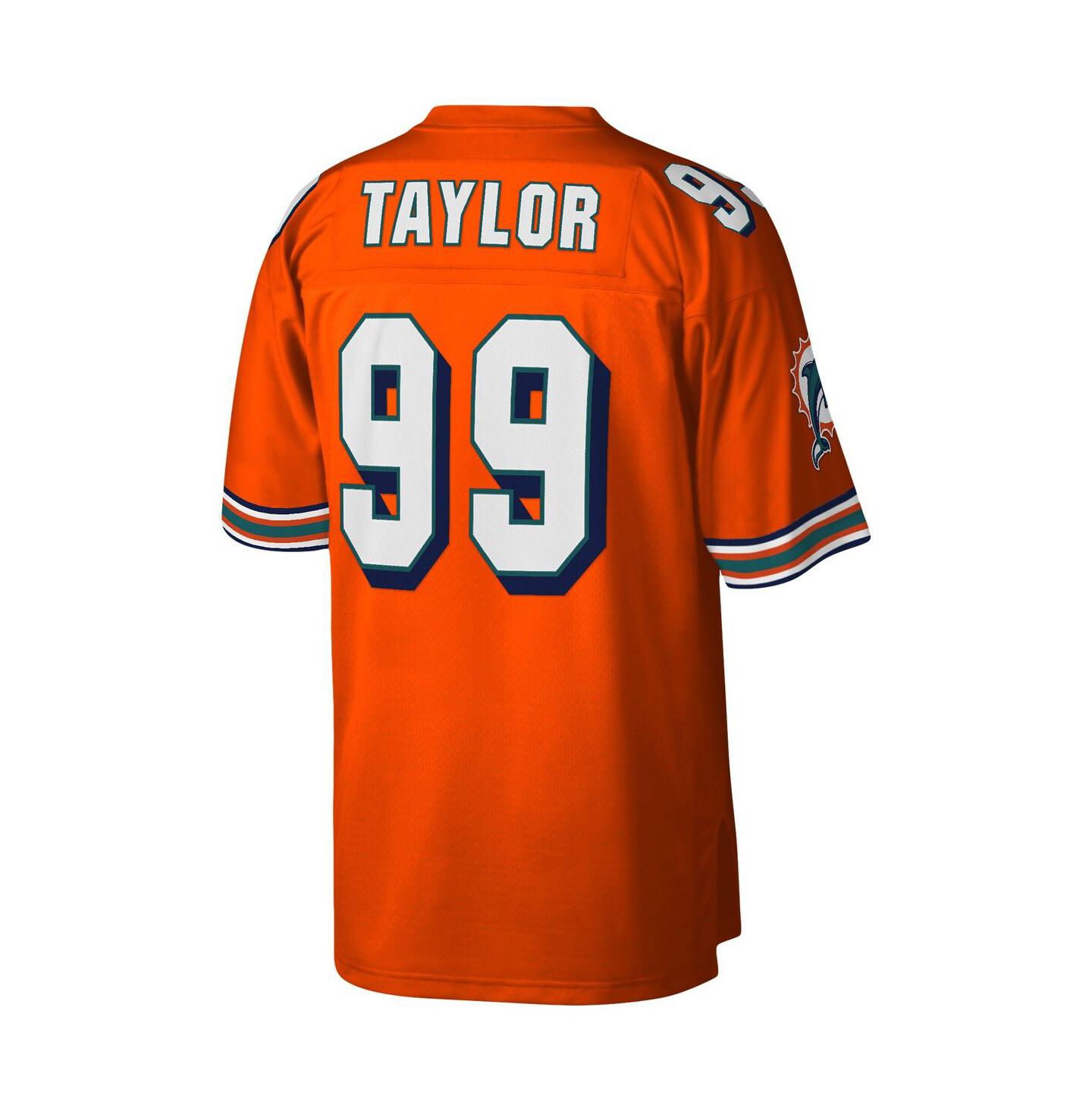 Мужской топ Mitchell & Ness Jason Taylor Orange Miami Dolphins Big and Tall 2004 Retired Player Replica Jersey — фото 2