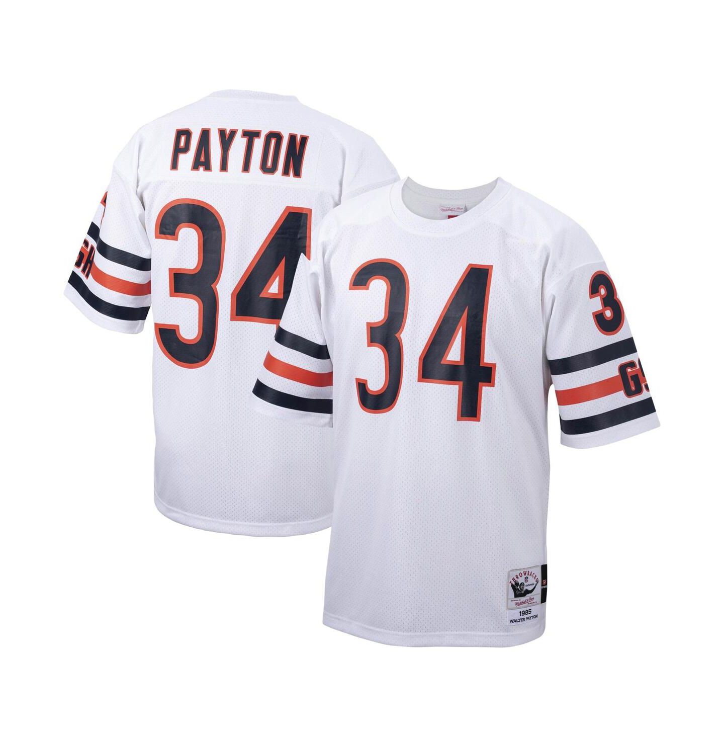 Мужской топ Mitchell & Ness Walter Payton White Chicago Bears Big and Tall 1985 Retired Player Replica Jersey — фото 4