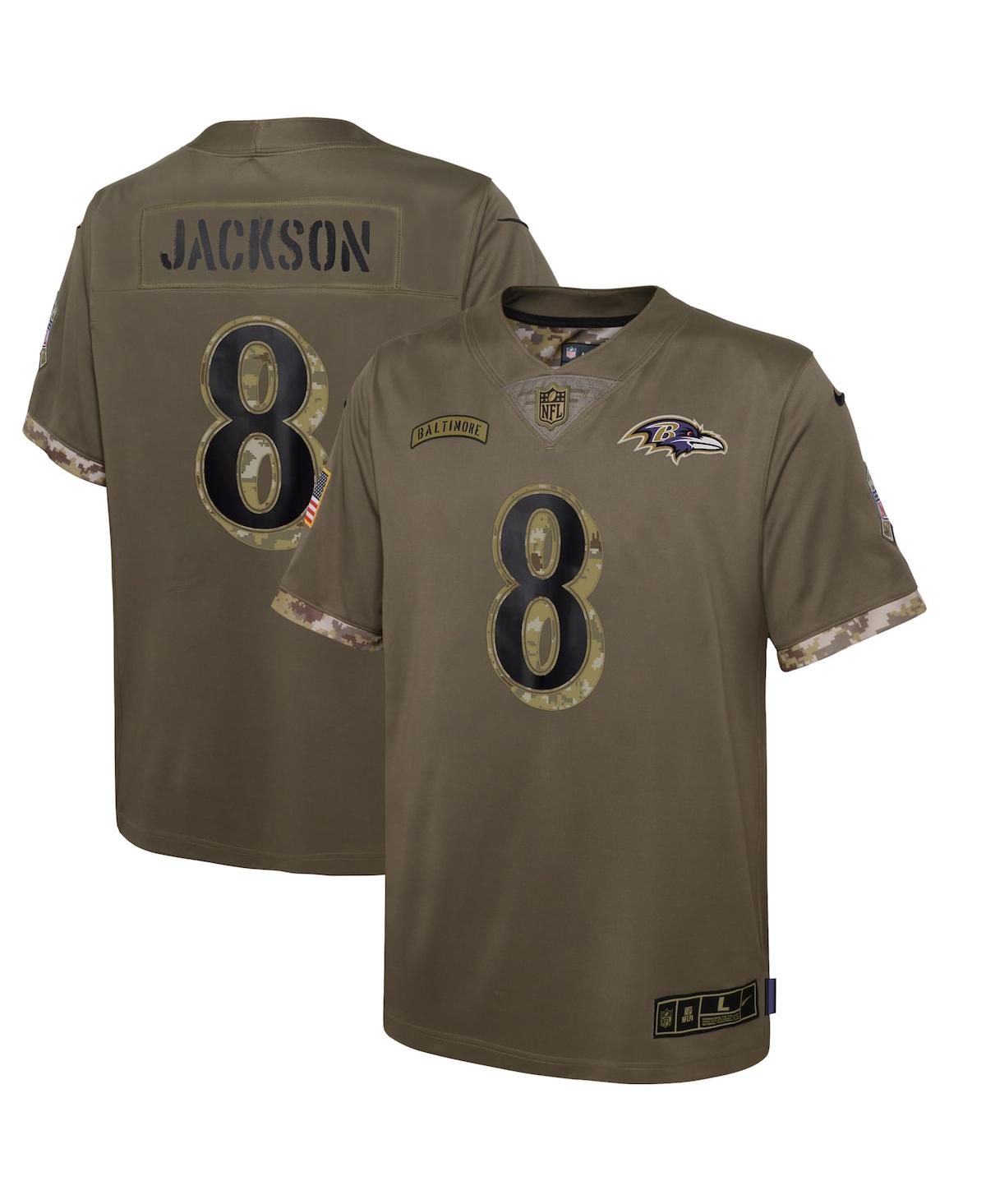 Youth Boys Nike Lamar Jackson Olive Baltimore Ravens 2022 Salute To Service Player Limited Jersey