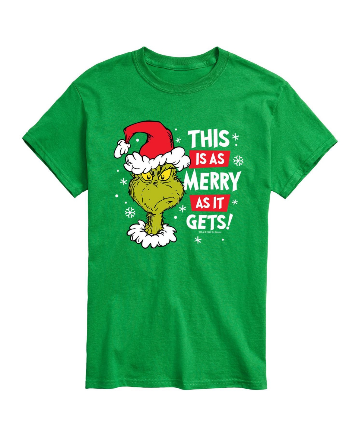 Airwaves Men's Dr. Seuss The Grinch As Merry As Gets Graphic T-shirt In Green