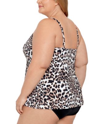 Plus Size Knotted Flyaway Fauxkini One-Piece Swimsuit, Created for Macy's