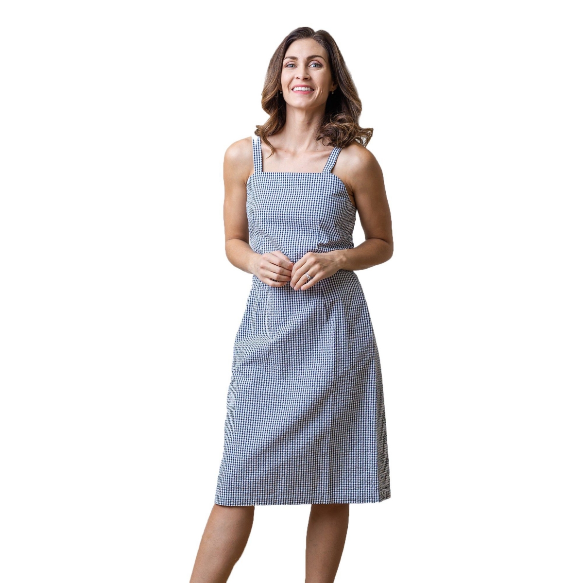 Women's Seersucker Sheath Dress - Navy Gingham Seersucker