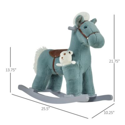 Kids Plush Ride-On Rocking Horse Toy Chair w/ Soft Plush Toy