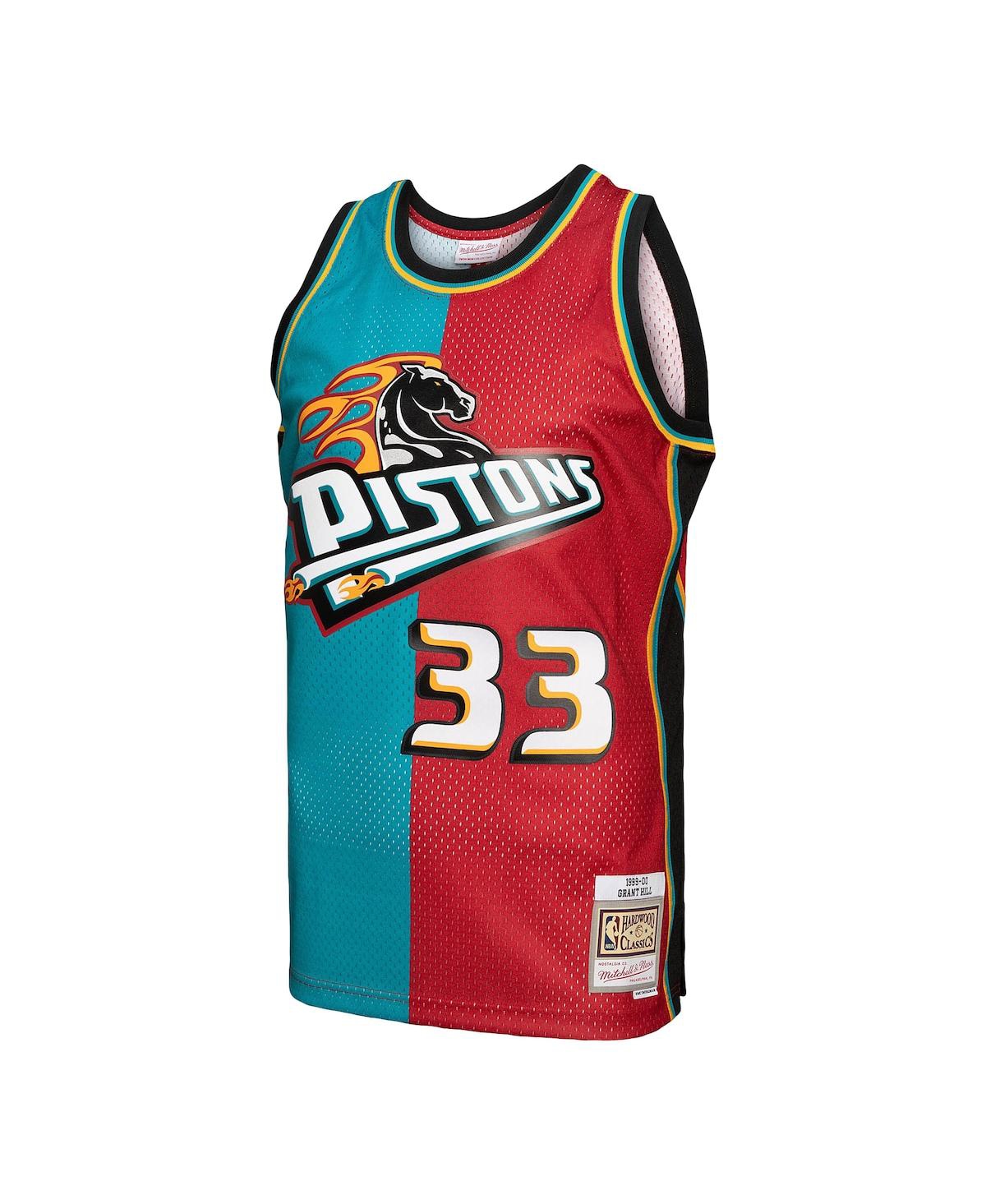 Men's Mitchell & Ness Grant Hill Red Detroit Pistons Hardwood Classics 1999-00 Split Swingman Jersey - Red