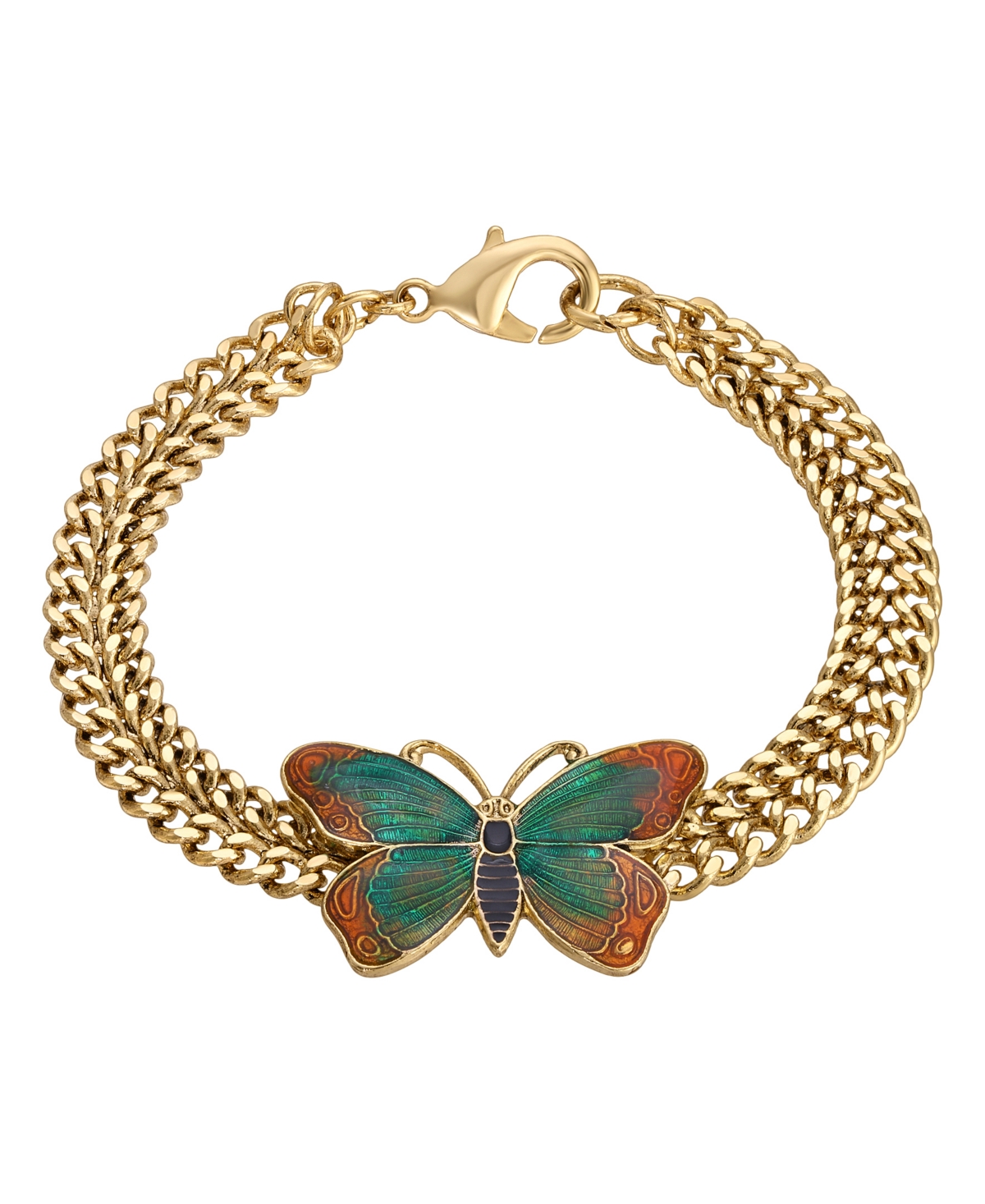 2028 Gold-tone Butterfly Statement Bracelet In Multi