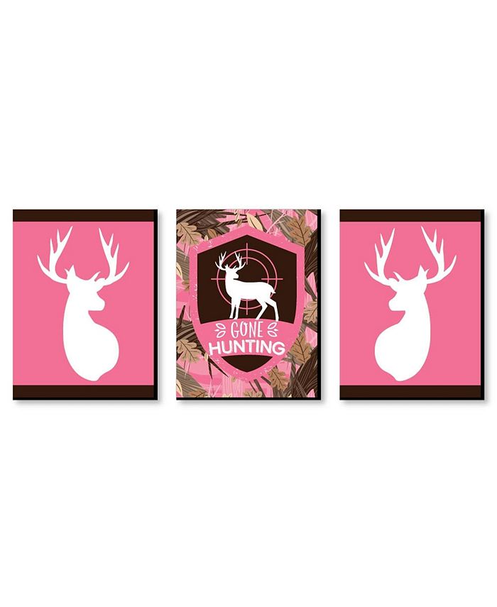 Big Dot of Happiness Pink Gone Hunting Camo Wall Art Room Decor 7.5