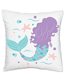 Let's Be Mermaids - Baby Shower or Birthday Party Home Decorative Canvas Cushion Case - Throw Pillow Cover - 16 x 16 Inches