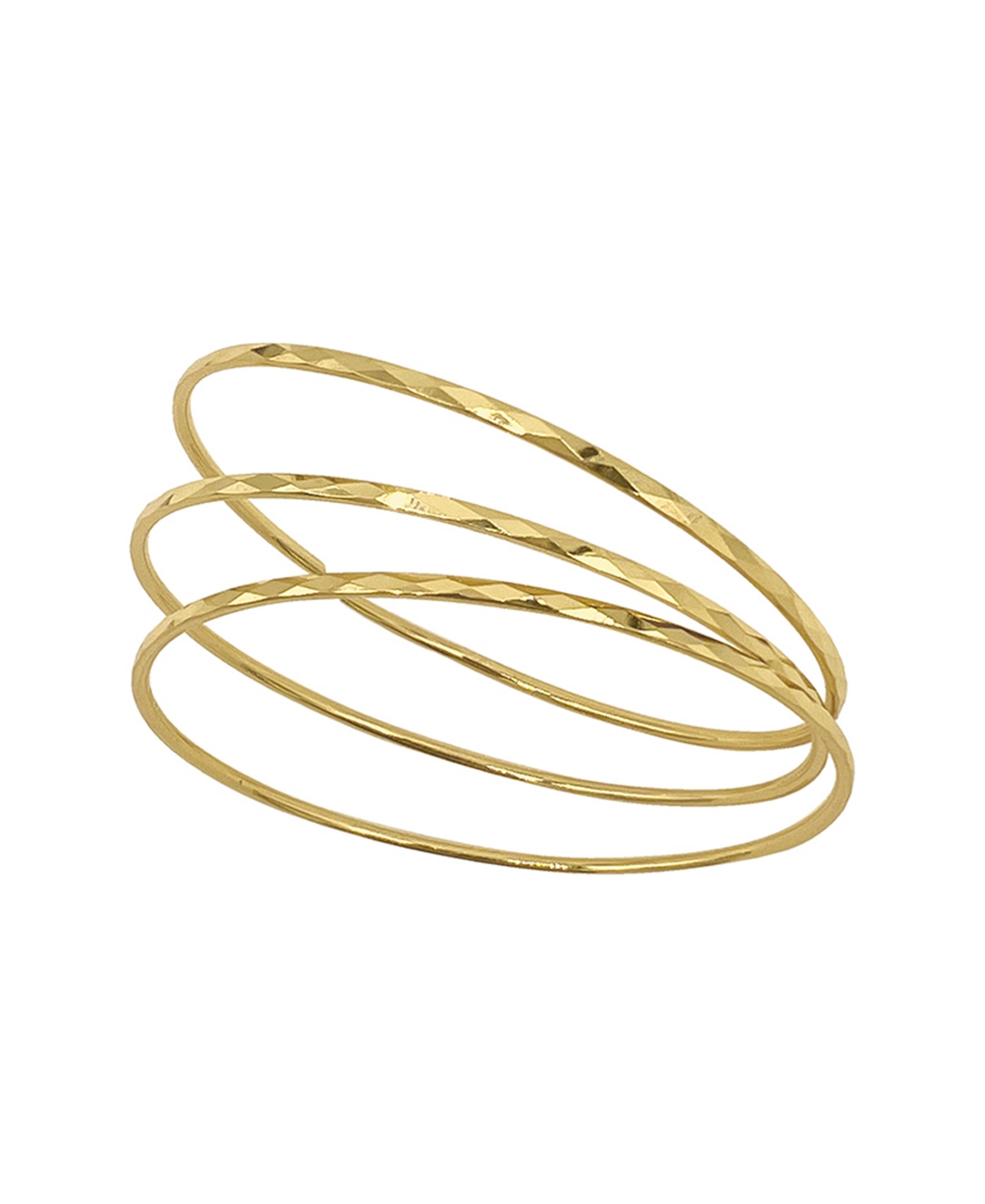 Adornia Set Of 3 Hammered 14k Gold Plated Bangle Bracelets In Yellow