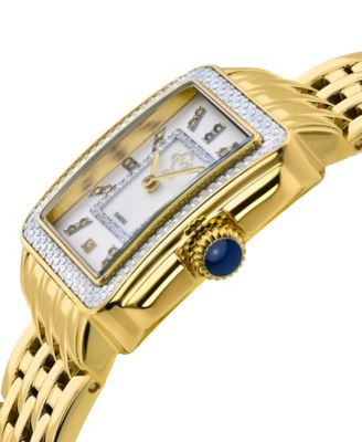 Women's Padova Gemstone Swiss Quartz Diamond Accent Ion Plating Gold-Tone Stainless Steel Bracelet Watch 27mm x 30mm