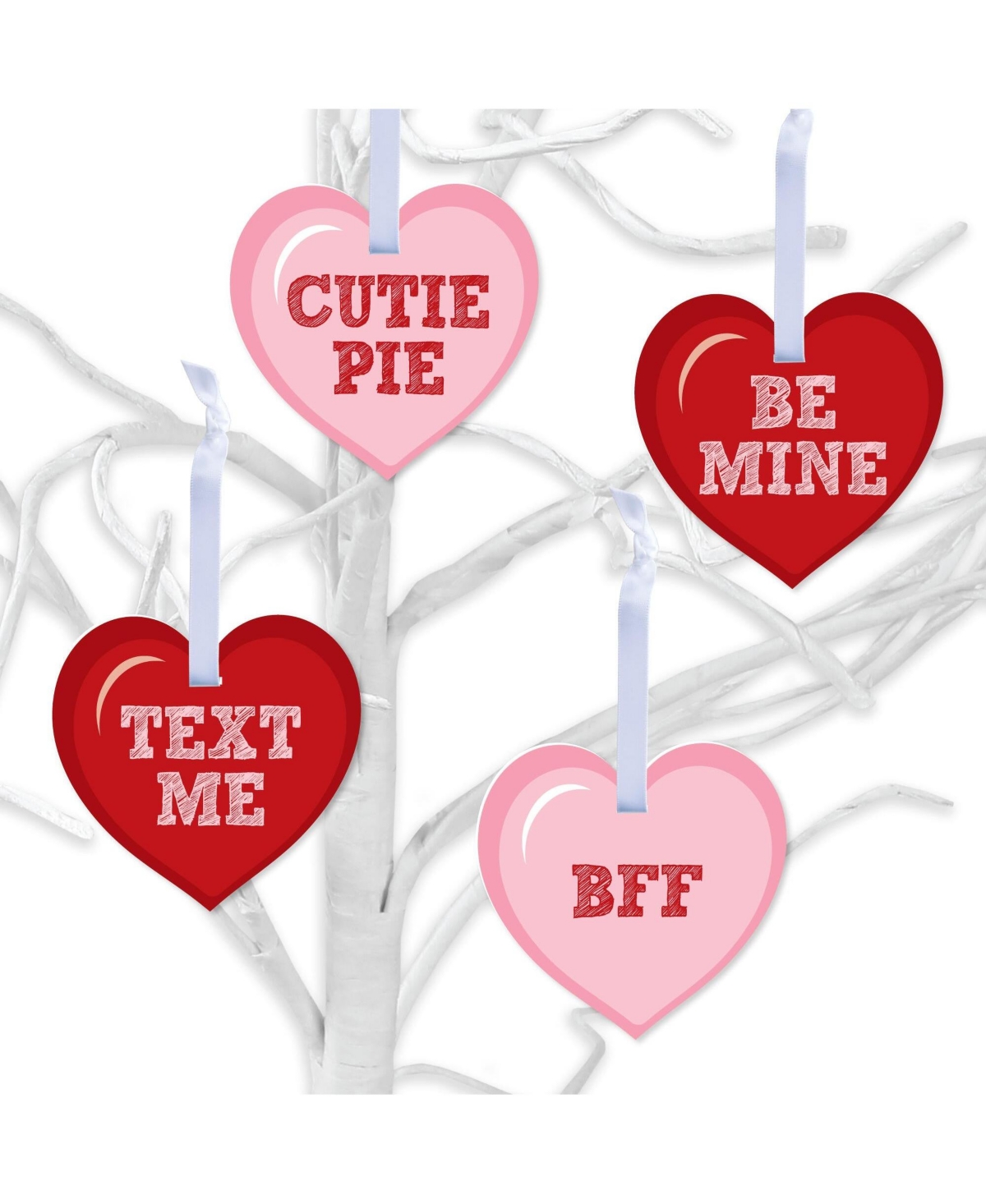 Conversation Hearts - Valentines Day Decorations - Tree Ornaments - Set of 12
