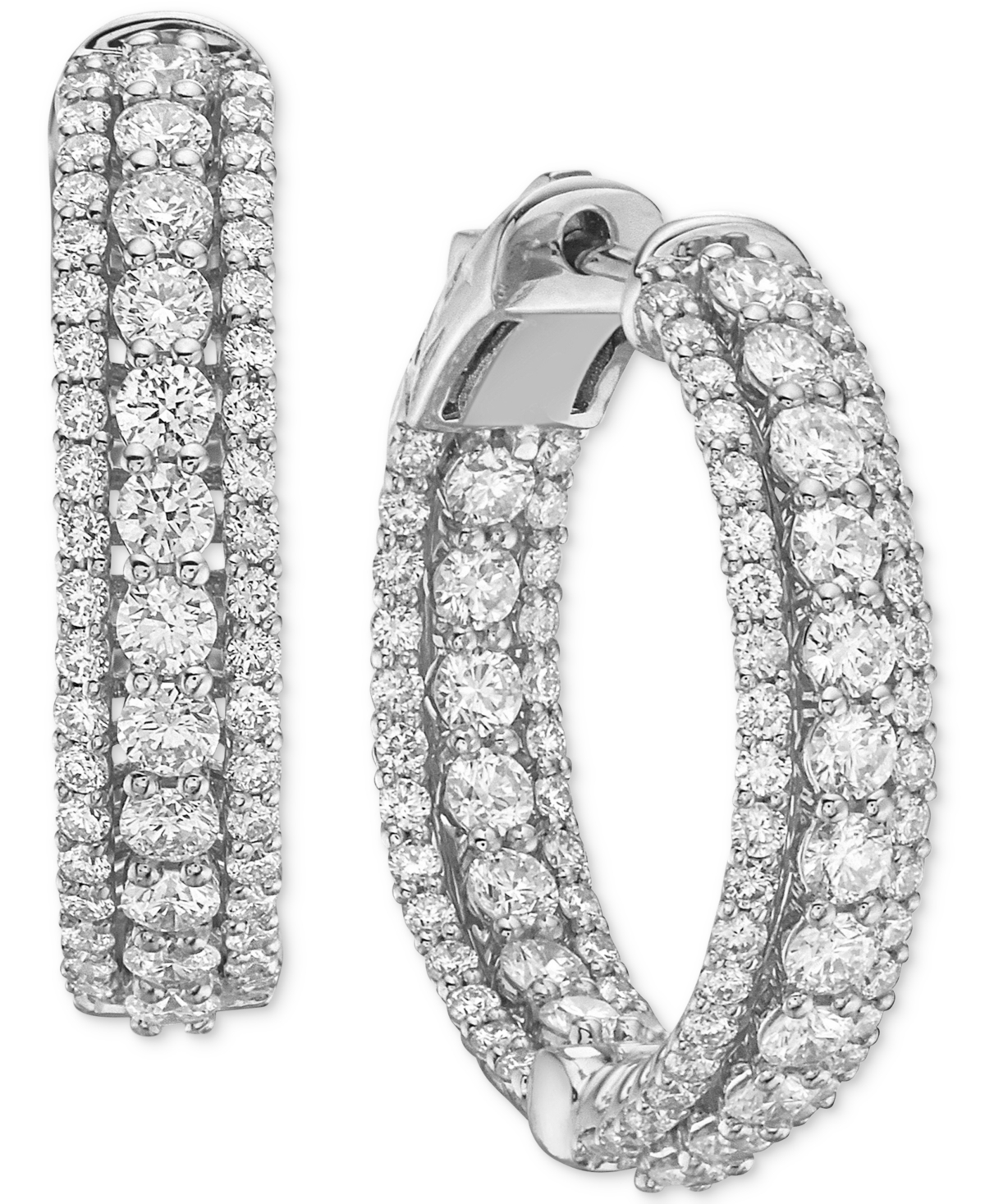 Macy's Diamond In & Out Hoop Earrings (2-3/4 Ct. T.w.) In White Gold
