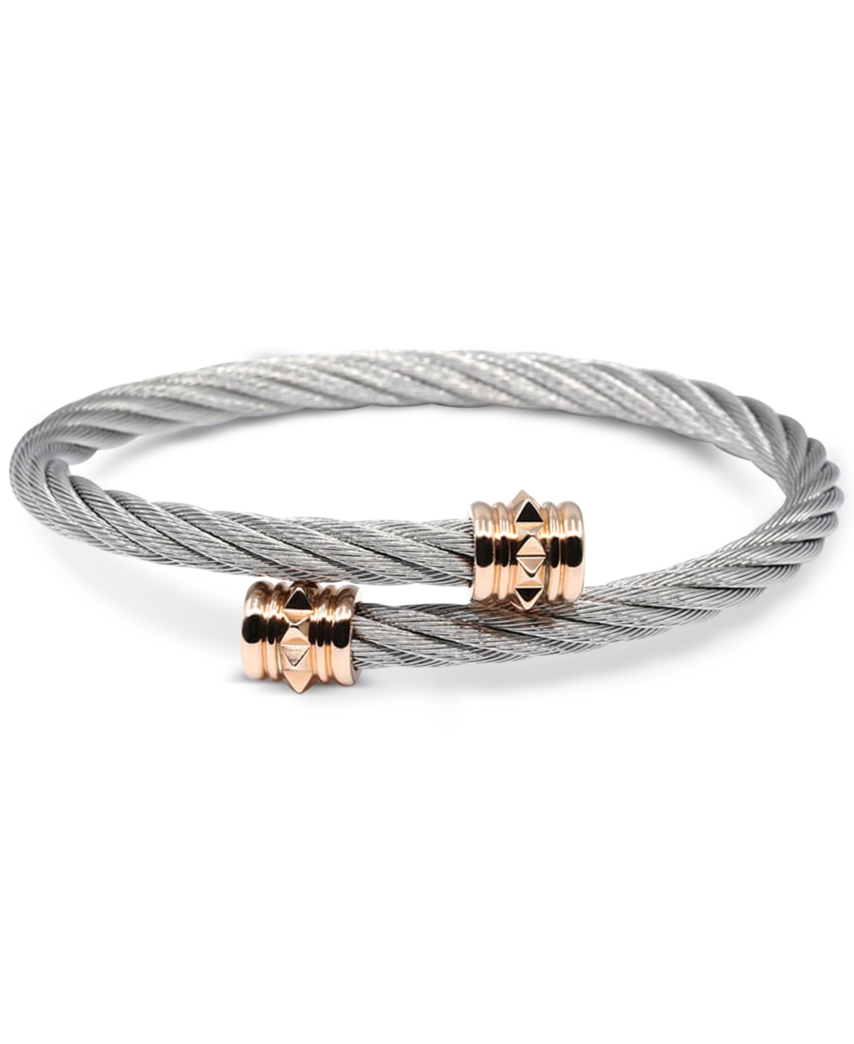 Charriol Capped Bypass Bracelet In Stainless Steel In Rose Gold