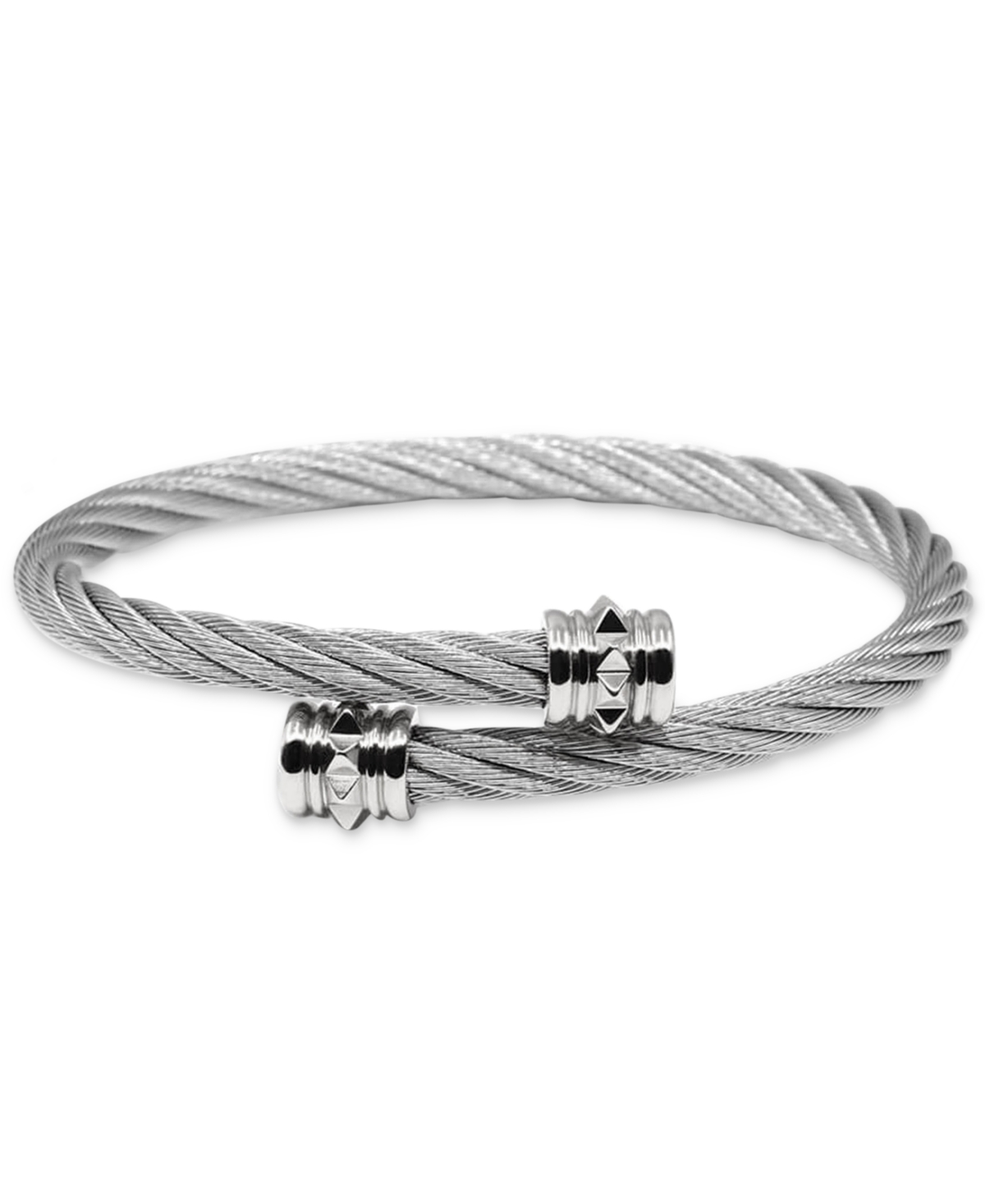 Charriol Capped Bypass Bracelet In Stainless Steel In Silver